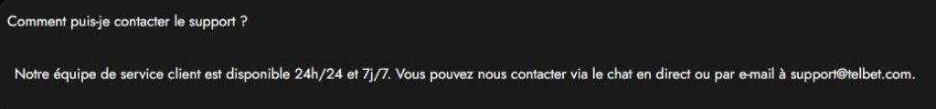 Telbet Casino support client